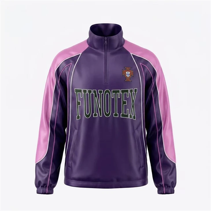 Pulover Jaket Track Pipa Mengkilap Setengah-risleting Pria