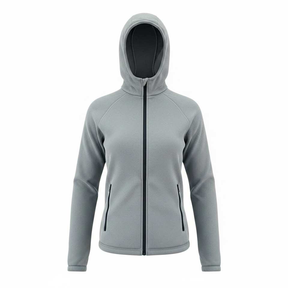 Jaket Midlayer Bulu Polar Berkerudung Wanita