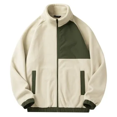 Jaket Ritsleting Bulu Putih